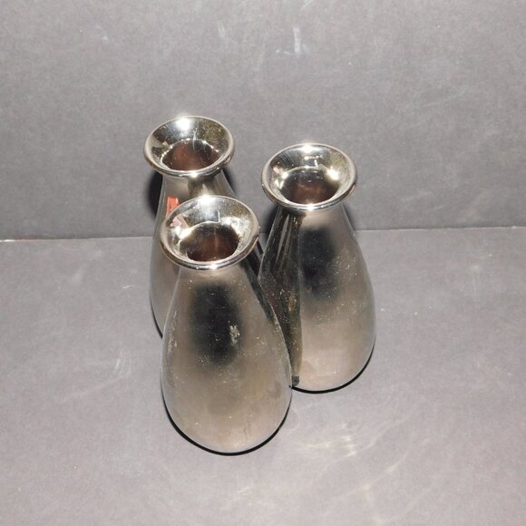 3 section chrome or stainless bud vase near mint condition - Picture 5 of 8